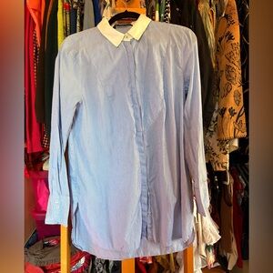 Zara Striped Blue Shirt with White Collar